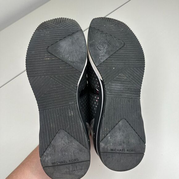 Michael Kors Black Scout Trainer Scuba Leather Wedge Sneaker Star Design 9 - Picture 14 of 16